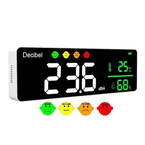 Wall-mounted Decibel Meter 2000mAh Desktop Sound Level Monitor Large Screen Noise Level DBA Detector Temperature Humidity