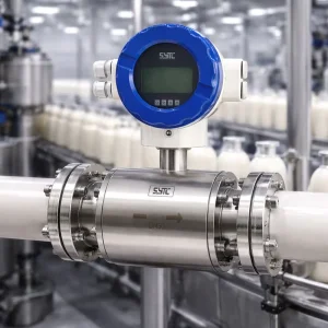 Water and Oil Electromagnetic Flowmeter for Food Industry Clean and Sanitary OEM Digital Flow Meter Stainless Steel Construction