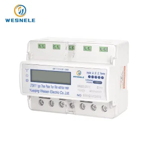 WeiSen Three Phase Four Wire Smart Electricity Meter Electronic Din Rail Active Power 0.5% Accuracy 40A Max Current