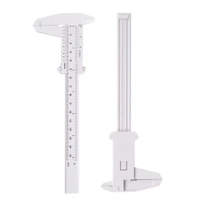 White Plastic Eyebrow Vernier Caliper 0-150mm Microblading Slide Caliper Ruler with Holder Measuring Brows Areola Makeup Tool