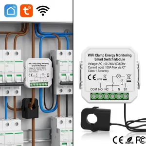 WiFi CT Clamp Energy Monitoring Smart Switch Module Smart Life ABS PC Material 2 Way IP20 European Commercial Supply Chain