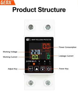 WiFi Reclosing Protector Energy Meter Tuya Smart Circuit Breaker Over Under Voltage MCB Leakage Protection Device PA66 1P+N