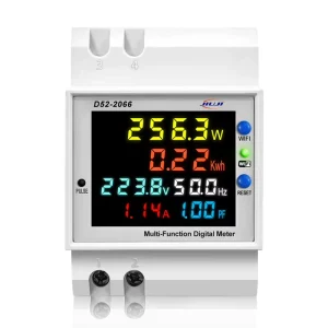 WiFi Smart 6 in 1 100A DIN Rail Multi-function Digital Power Meter AC Voltage Current Power Factor Energy Monitor