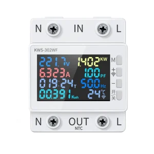 WiFi Smart Digital Energy Meter 8 in 1 Multi Function AC Energy Voltage Meter Voltage Kilowatt Hour Meter KWS 302WF