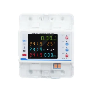 WiFi Smart Three Bidirectional Energy Meter 3*220 380V 5(80)A Voltage Protector Relay Switch 4P Current Limiter Digital