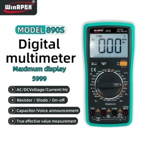 WinAPEX 890S Digital Multimeter 2000 Counts DCV 1000V DCA 10A Resistance 200MΩ Capacitance 30mF True RMS Measurement Multimeter