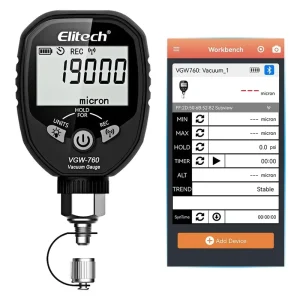 Wireless Digital Vacuum Gauge 0-19000 Micron Refrigerant Meter 1/4 inch SAE VGW-760