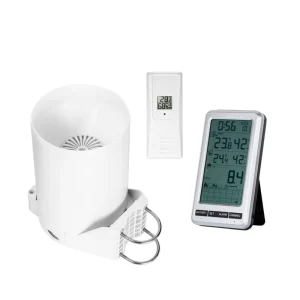 Wireless Rain Gauge 5-inch Large Diameter Self-unloading Monitoring Temperature and Humidity Remote Warning Rainfall Monitor
