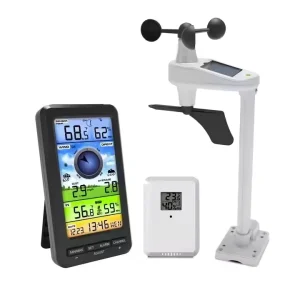 Wireless WiFi USB Plastic Weather Station Solar Powered Outdoor Sensor Color LCD Display Digital Anemometer Thermometer Home Use