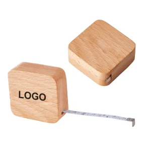 Wood Case Measuring Tape 2 Meters Long Wooden Housing Natural Appearance Retractable Tape Measure