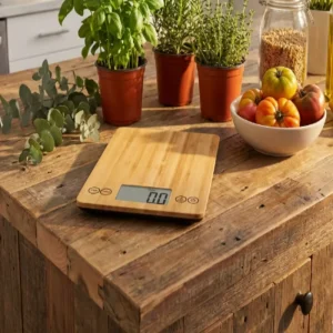 Wood Digital Kitchen Scale for Cooking Food Weighing Surface Waterproof 5KG ABS Material High Precision 1g Accurate Rectangle