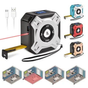 XEAST DTX10 5M USB Rechargeable Laser Measuring Tape 40M Rangefinder High Precision +/-2mm Volume Area Measurement