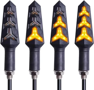 Y Shape Scooter Quad Cruiser Motorcycle Indicators Flowing Turn Signal Lights 12V 12 LEDs IP67 ABS Material 12-Month