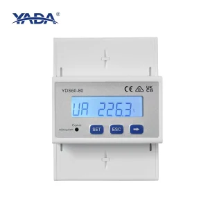 YADA YDS60 80 CE UKCA RCM Certified RS485 Modbus LCD Din Rail Mounted Digital Three Phase Energy Meter for PV Inverter
