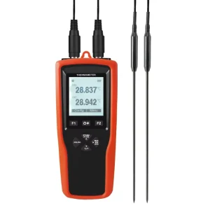 YET 720L Digital Thermometer Dual PT100 PT1000 Probes 2 Channels LCD Display Battery Powered Data Recording Function Plastic OEM