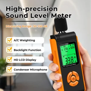 YT311 Handheld Digital Sound Level Meter Noise Detector Temperature Humidity Measuring Device 3 Color Backlight