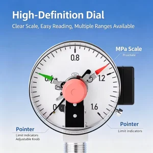 YXC Electric Contact Pressure Gauge Upper & Lower Limit Alarm Manometer 0 1.6MPa