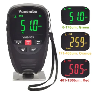 Yunombo YNB-555 Digital Auto Car Paint Thickness Meter Film Thickness Tester Coating Paint Thickness Gauge ABS 0-1500um