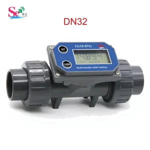 ZJPVC-BT01-DN32 DC24V UPVC Digital Water Flow Meter Turbine Sensor OEM IP65 Protection 5% Accuracy