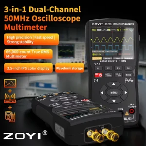 ZOYI ZT-706S Handheld Digital Oscilloscope 2 Channel 50MHz 12 Bit 280MSa/s Rechargeable Portable for Field Maintenance