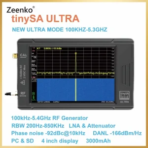 ZS-405 Hand held tiny Spectrum analyzer tinySA ULTRA 4″ display with battery 3000mAh 800MHz-5.3GHz