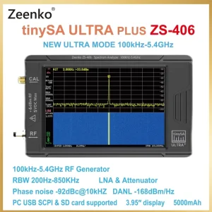 ZS-406 Handheld TinySA ULTRA PLUS Spectrum Analyzer 100k-5.4GHz Portable RF Signal Generator 4″ Display Type-C 5000mAh