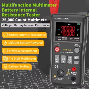 ZT-XR1 2-in-1 Internal Resistance Tester (18650 Battery Analyzer)+4.5-digit High Precision Multimeter LED Flashlight 1000V