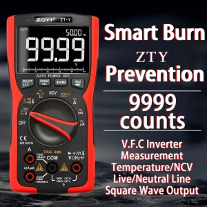 ZT-Y Digital Multimeter 9999 Counting Reverse LCD 4-Digit Display (0.5%+3) Accuracy 0-1000V/10A Range