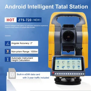 ZTS 720 Android Smart Total Station All aluminum Frame 1000m Prism free Range High Precision Surveying Instrument